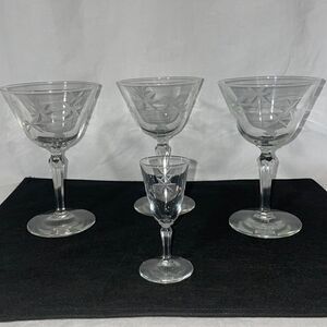Three Libby cocktail glasses Plus a cordial glass